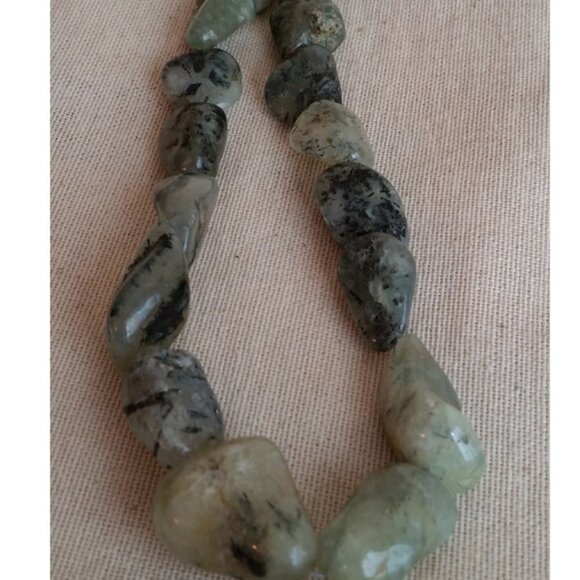 Jay King Chunky Green Prehnite Natural Gemstones Necklace Sterling Silver 925 - Picture 2 of 4
